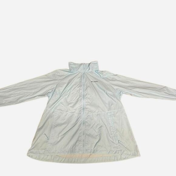 "COLUMBIA" Baby Blue Windbreaker Womens Jacket SZ 2X Zip Up 1 TINY FAINT SPOT - Picture 4 of 15